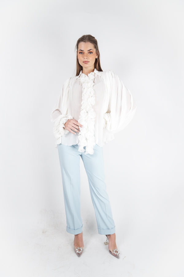 Pleated top with ruffles