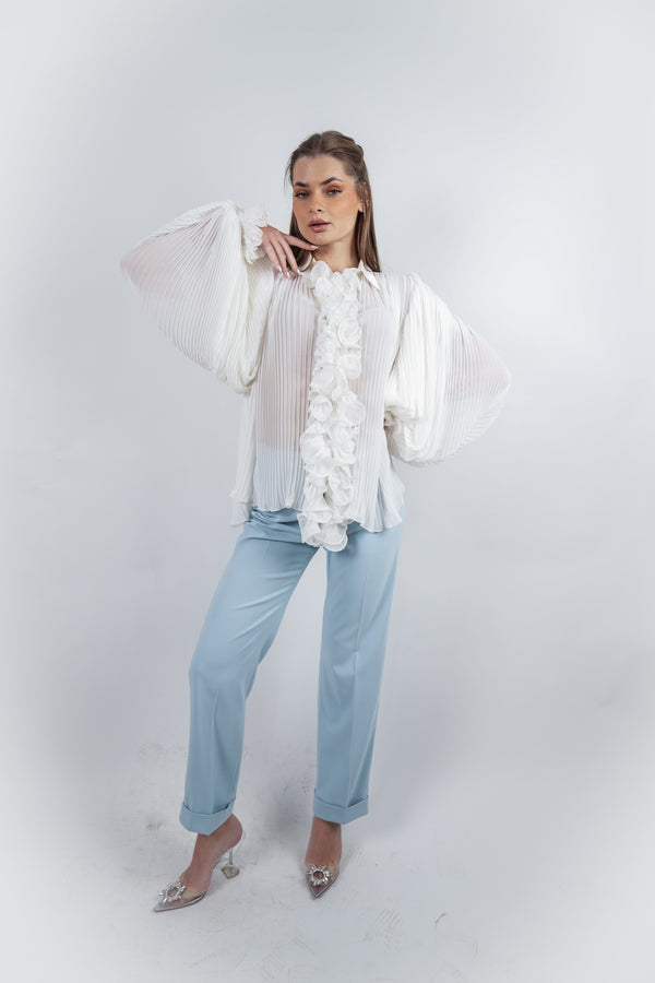 Pleated top with ruffles