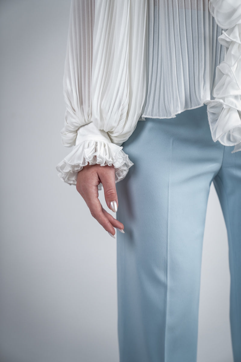 Pleated top with ruffles
