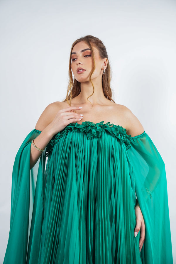 Green Pleated Gown