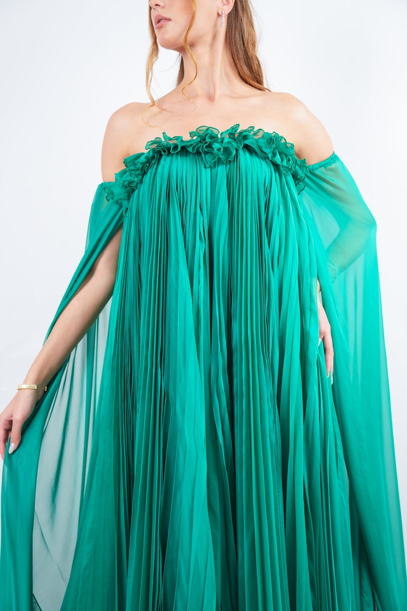 Green Pleated Gown