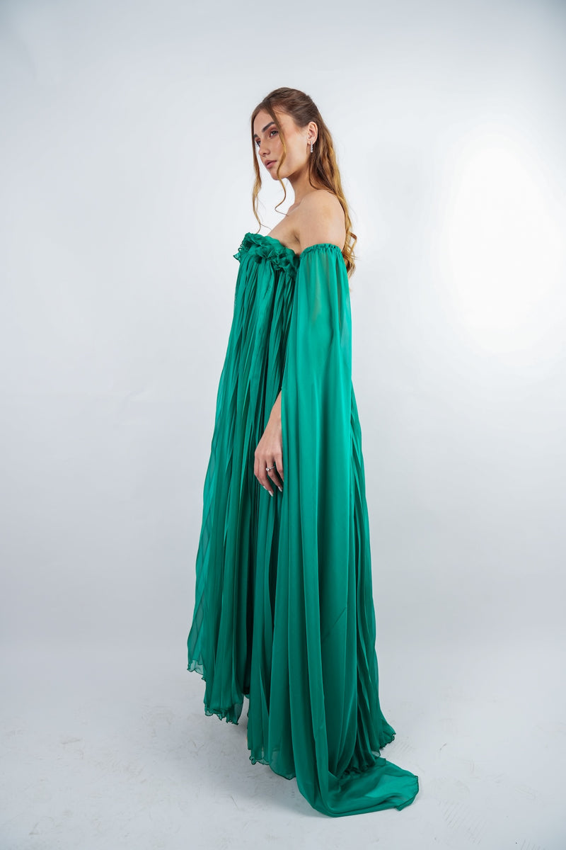 Green Pleated Gown