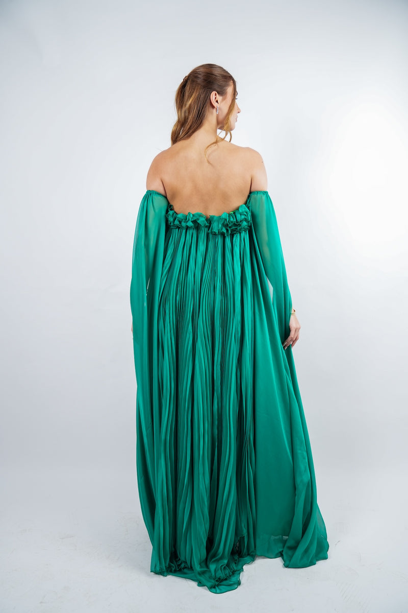 Green Pleated Gown