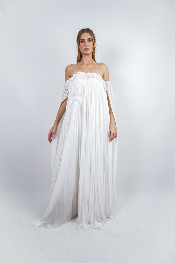 White Pleated Gown