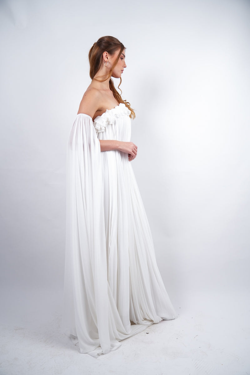 White Pleated Gown