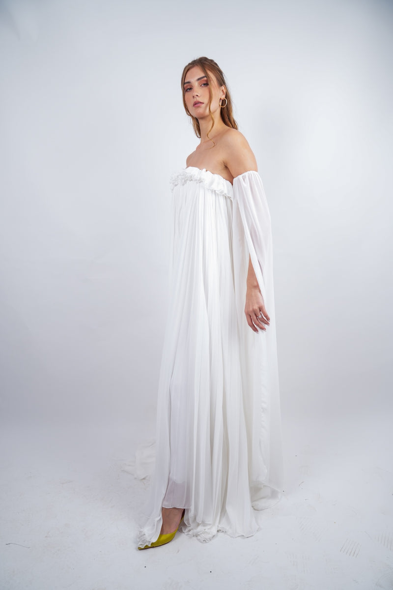 White Pleated Gown